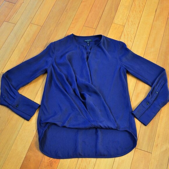 rag & bone faux wrap long sleeve top size xs / tp made in USA - Picture 2 of 10